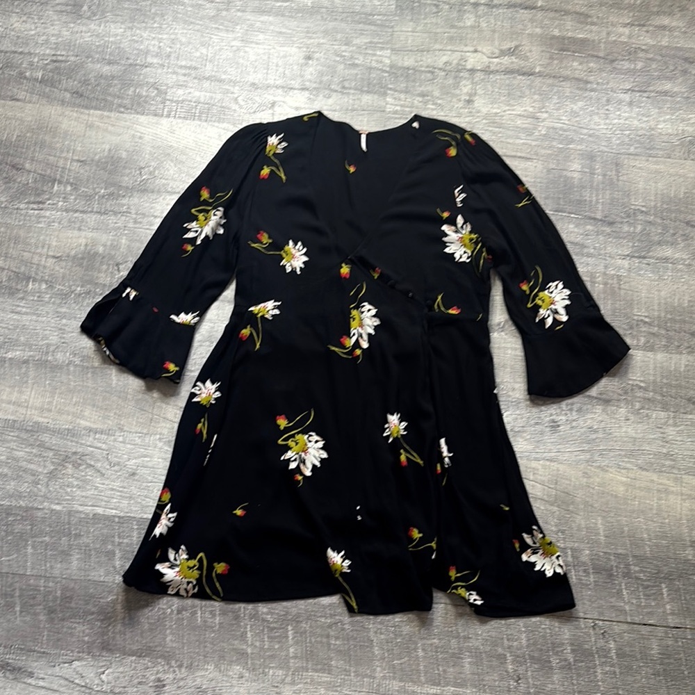 Free People Time On My Side Black Floral Print Dress - Picture 2 of 6